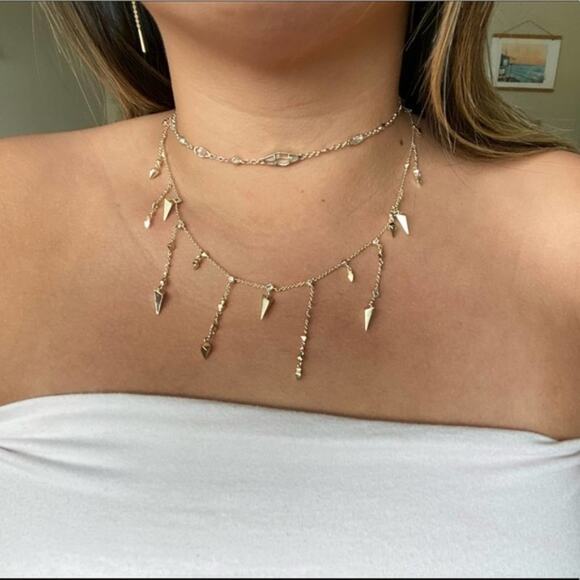 Kendra Scott Gold Debra Choker Adjustable Necklace iridescent stones - Picture 10 of 11